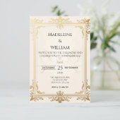 Pigeon Elegant Luxury Gold Wedding RSVP Karte (Stehend Vorderseite)