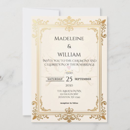 Pigeon Elegant Luxury Gold Wedding Save The Date (Vorderseite)