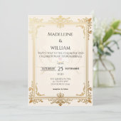 Pigeon Elegant Luxury Gold Wedding Save The Date (Stehend Vorderseite)