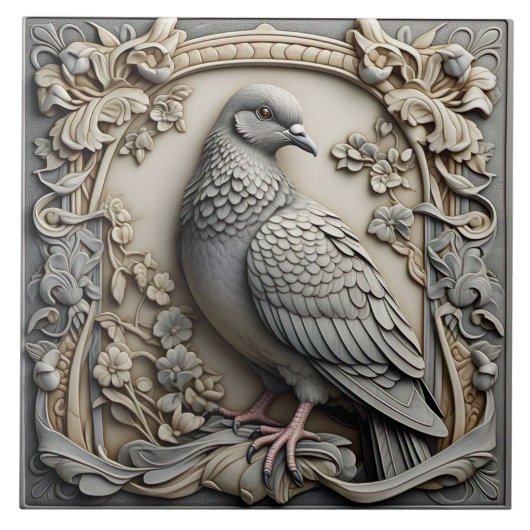 Pigeon - Jugendstil-Keramik Tile Fliese (Vorderseite)