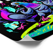 Pigeon Party Shuffle Dance Moves Funny Bird Dancer Poster (Ecke)