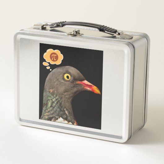 "Pigeon Pi" Frische Taube, die über Pi nachdenkt Metall Brotdose (Vorderseite)
