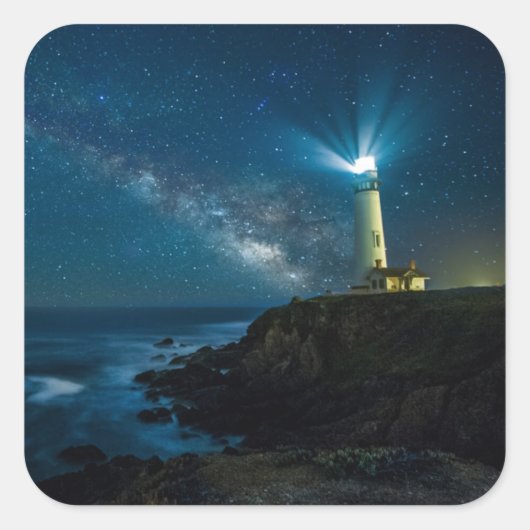 Pigeon Point Light Station, Ca Quadratischer Aufkleber (Vorderseite)