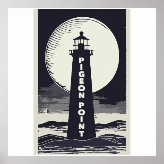 Pigeon Point Lighthouse California Moon Poster (Vorne)