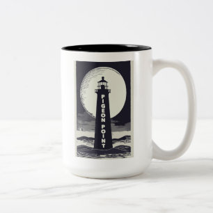 Pigeon Point Lighthouse California Moon Zweifarbige Tasse