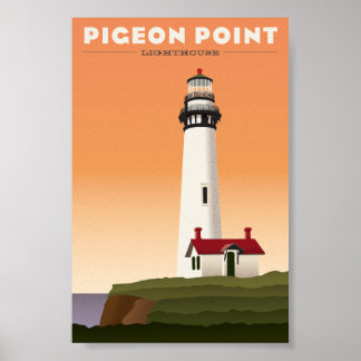 Pigeon Point Lighthouse Vintage Reiseplakat Poster