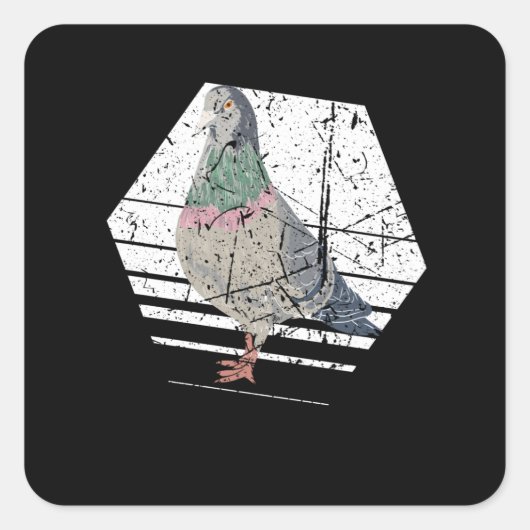 Pigeon Retro Quadratischer Aufkleber (Vorderseite)