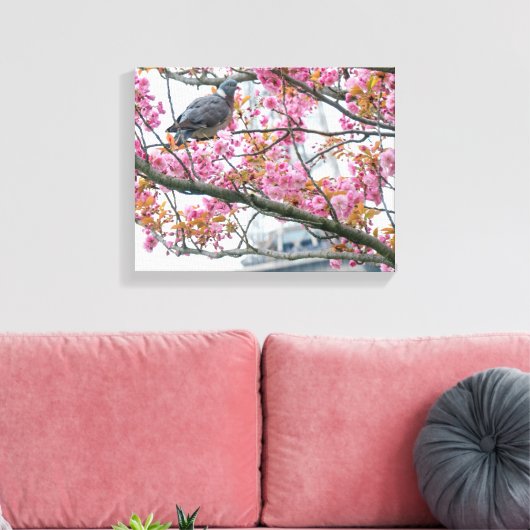 Pigeon-Ruhen auf einer Baumzweig-Leinwand Leinwanddruck (Insitu (Wohnzimmer))