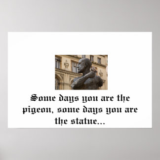 Pigeon & Statue Poster
