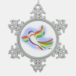 Pigeon Stylized Bird Schneeflocken Zinn-Ornament