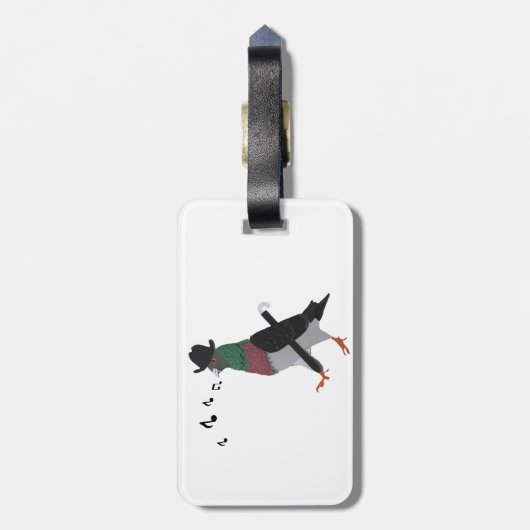 Pigeon Über Stadt Gepäckanhänger (Rückseite vertikal)