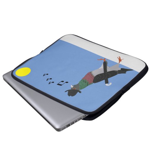 Pigeon Über Stadt Laptopschutzhülle (Vorne Knopf)