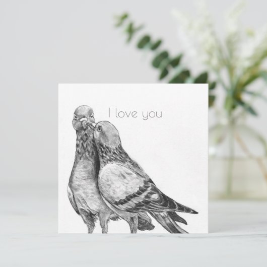 Pigeon-Umarmung Postkarte (Stehend Vorderseite)