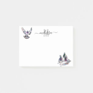 Pigeon Watercolor Monogram Personalisiert Post-it Klebezettel