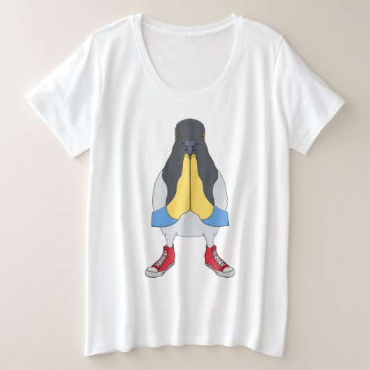 Pigeon with Shoes Große Größe T-Shirt (Design vorne)