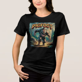 Pigfoot Illustration Combo Creature Funny Tri-Blend Shirt