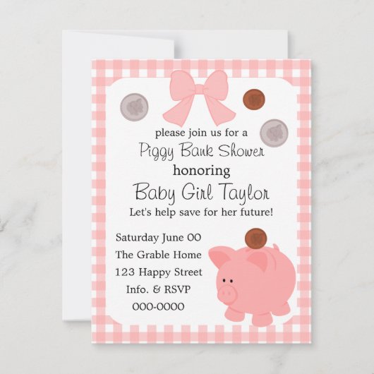 Piggy Bank Baby Shower Einladung (Vorderseite)