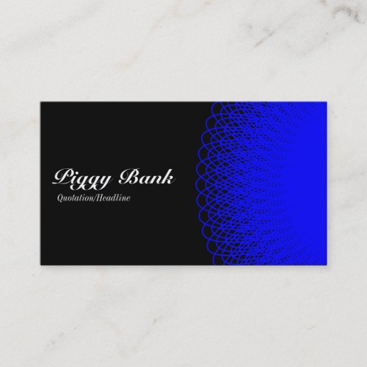 Piggy Bank - Blue on Black Visitenkarte (Vorderseite)