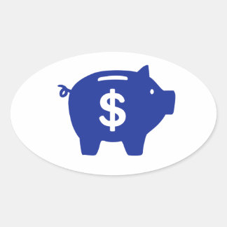 Piggy Bank Dollar Ovaler Aufkleber