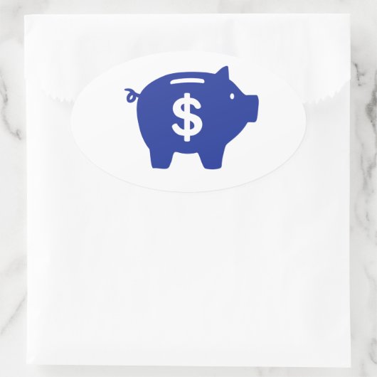 Piggy Bank Dollar Ovaler Aufkleber (Tasche)