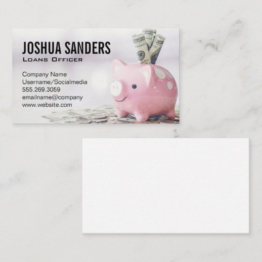 Piggy Bank | Dollars | Finanzen Visitenkarte (Vorne/Hinten)