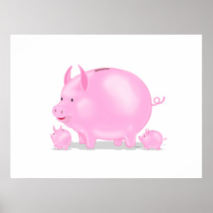 Piggy Bank mit Ferkeln Poster