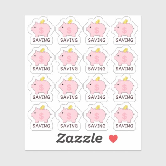 Piggy Bank Money Rettend Tracker Bujo Planner Aufkleber (Blatt)