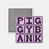 Piggy Bank, Münzhalter Magnet (Vorderseite/Rückseite)