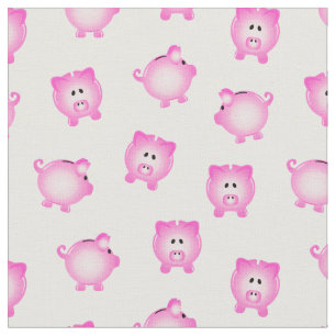 Piggy Bank Muster auf Weiß Stoff