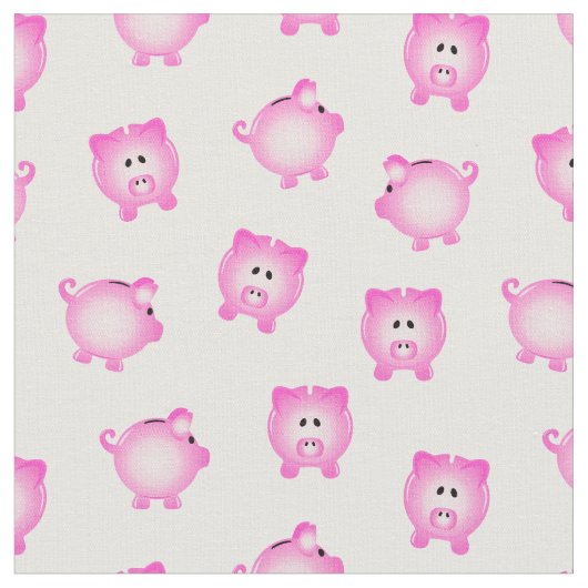 Piggy Bank Muster auf Weiß Stoff (Nahaufnahme)
