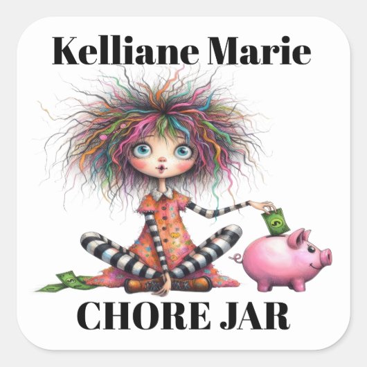 Piggy Bank Quadratischer Aufkleber (Vorderseite)