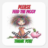 Piggy Bank Quadratischer Aufkleber (Vorderseite)