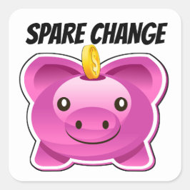 Piggy Bank Spare Change Quadratischer Aufkleber