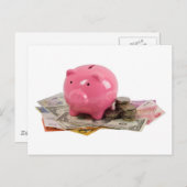 Piggy Bank und Geld Postkarte (Vorne/Hinten)
