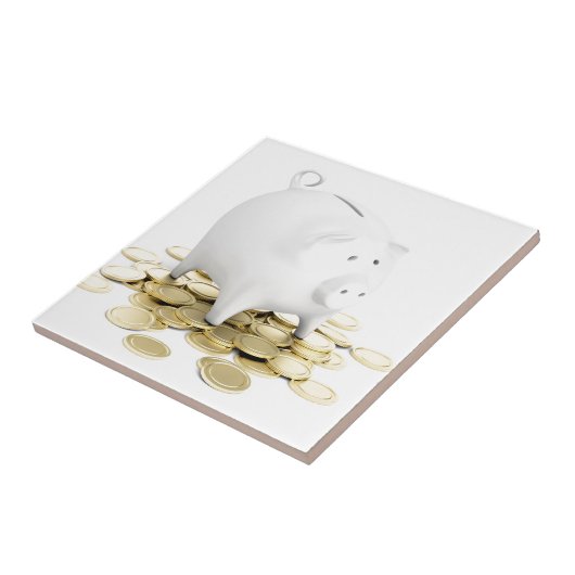 Piggy Bank und Münzen Fliese (Seite)