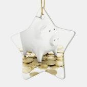 Piggy Bank und Münzen Keramikornament (Links)