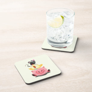Piggy Chick and Mouse Friends Coaster Fun Getränkeuntersetzer