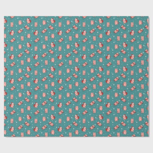 Piggy Christmas Wrapping Paper Geschenkpapier (Flach)