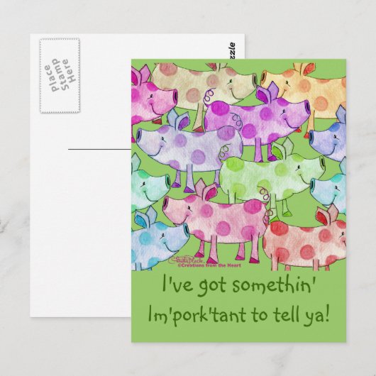 Piggy Collage Postkarte (Vorne/Hinten)