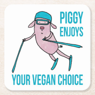 Piggy Enjoys Your Vegan Choice - Rechteckiger Pappuntersetzer