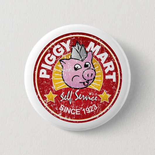 Piggy Handelszentrum-Vintages Button (Vorderseite)