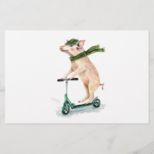 Piggy on a scooter briefpapier (Vorderseite)