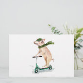 Piggy on a scooter briefpapier (Stehend Vorderseite)