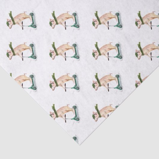 Piggy on a scooter seidenpapier (Ausschnitt)