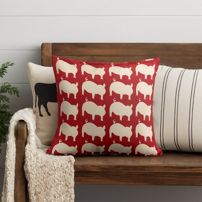 Piggy Parade Red White Throw Kissen (Von Creator hochgeladen)
