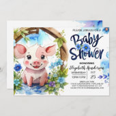 Piggy Parade Watercolor Farm Baby Dusche Einladung (Vorne/Hinten)