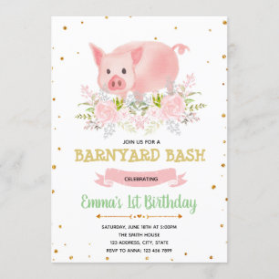 Piggy Partybauernhof-Geburtstagseinladung Einladung
