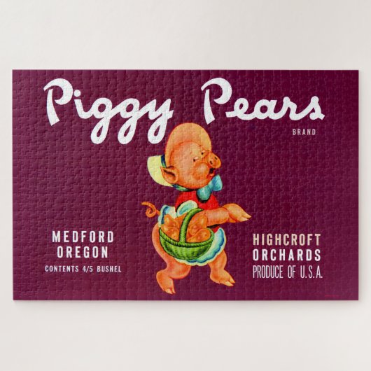 Piggy Pears Fruchtkistenetikett Puzzle (Horizontal)