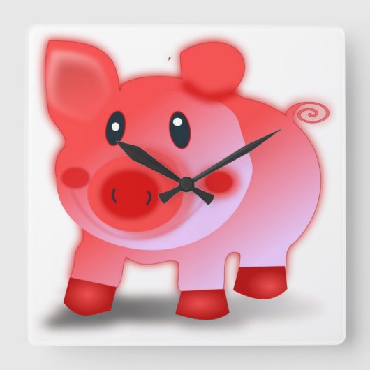 PIGGY PIGLET QUADRATISCHE WANDUHR (Vorderseite)