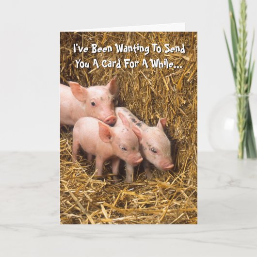 Piggy Pigs Piglet Thinking your card Karte (Vorderseite)
